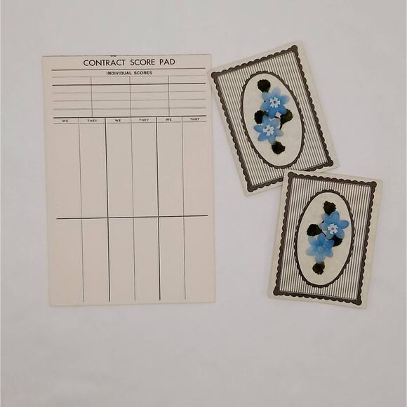 Vintage Bridge Score Cards and Books, Flower Bidge Book, Vintage Game Parts - Picture 2 of 4